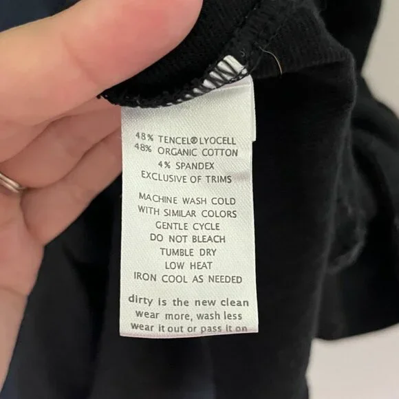 Toad & Co Dress Size Large Rosemarie Cap Sleeve Knee Length Black Organic Cotton - Picture 3 of 10